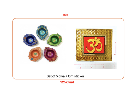 Picture of 901_Set of 5 diya + Om sticker