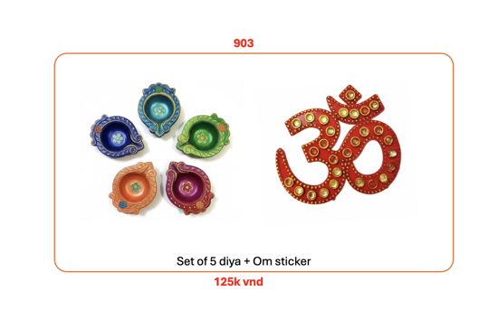 Picture of 903_Set of 5 diya + Om sticker