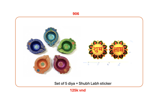 Picture of 906_Set of 5 diya + Shubh Labh sticker