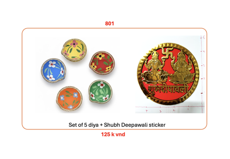 Picture of 801_Set of 5 diya + Shubh Deepawali sticker