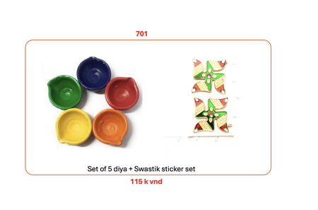 Picture of 701_Set of 5 diya + Swastik sticker set