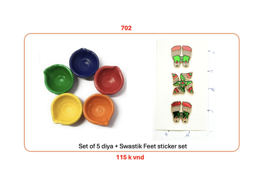 Picture of 702_Set of 5 diya + Swastik Feet sticker set