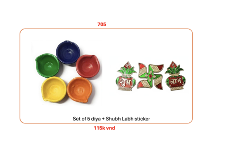 Picture of 705_Set of 5 diya + Shubh Labh sticker